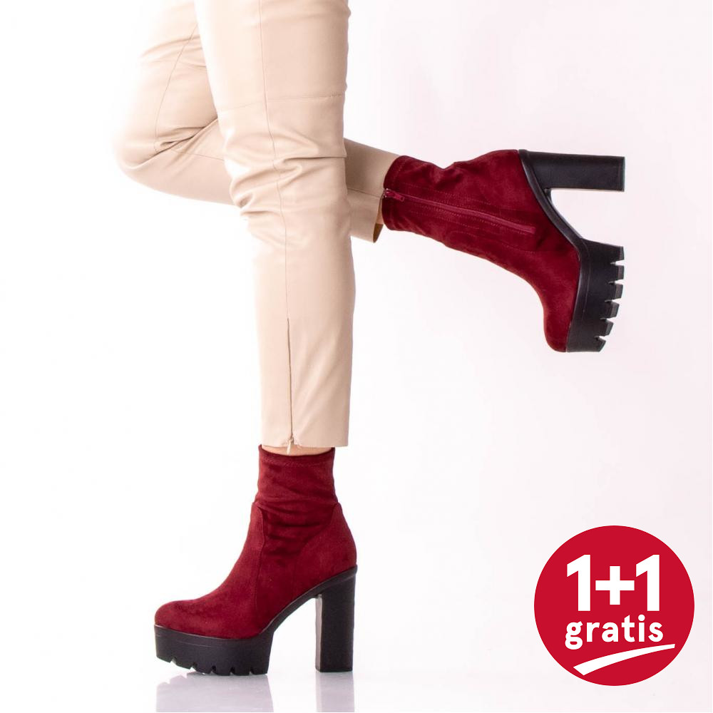 Botine Dama Rikki Wine Red