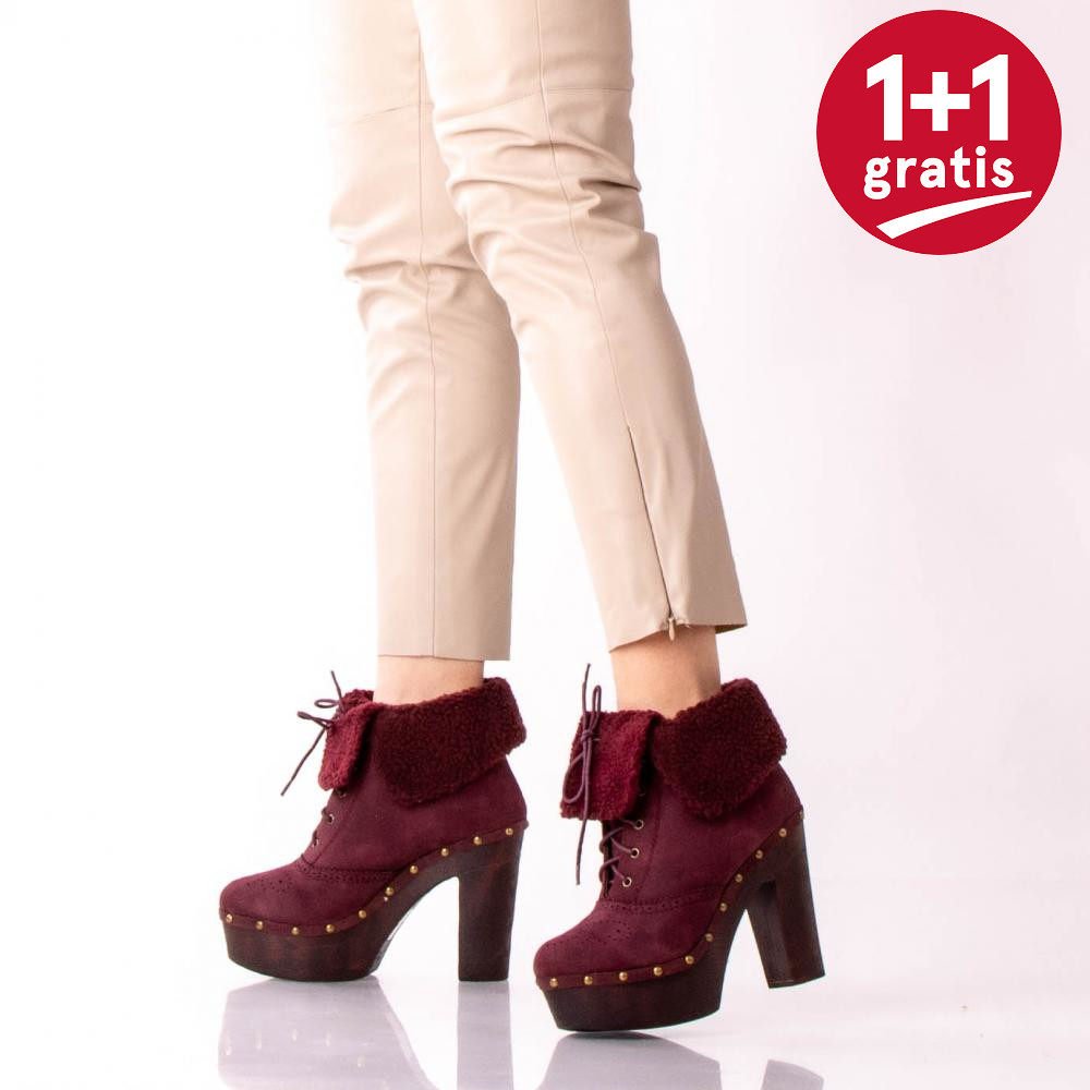 Botine dama Tasmin Wine Red